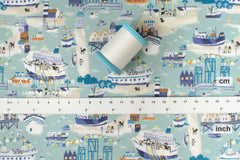 Japanese Fabric Pups on the Harbour - mint - 50cm