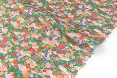 Japanese Fabric Wagara Dobby I - green, metallic gold - 50cm