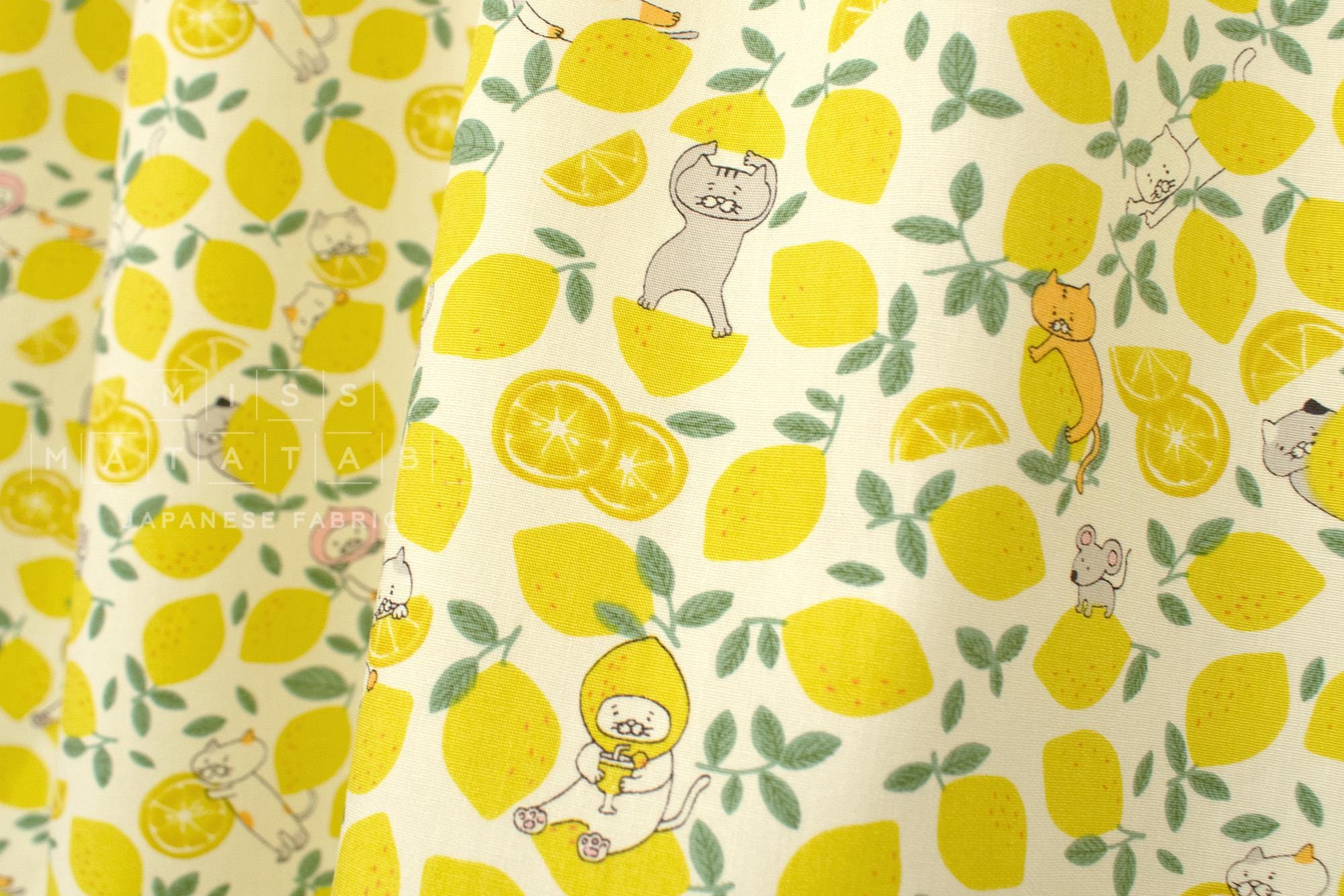 Japanese Fabric Lemonade Cats - A - 50cm