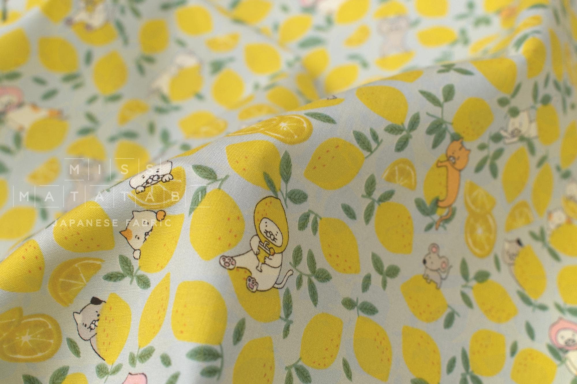 Japanese Fabric Lemonade Cats - C - 50cm