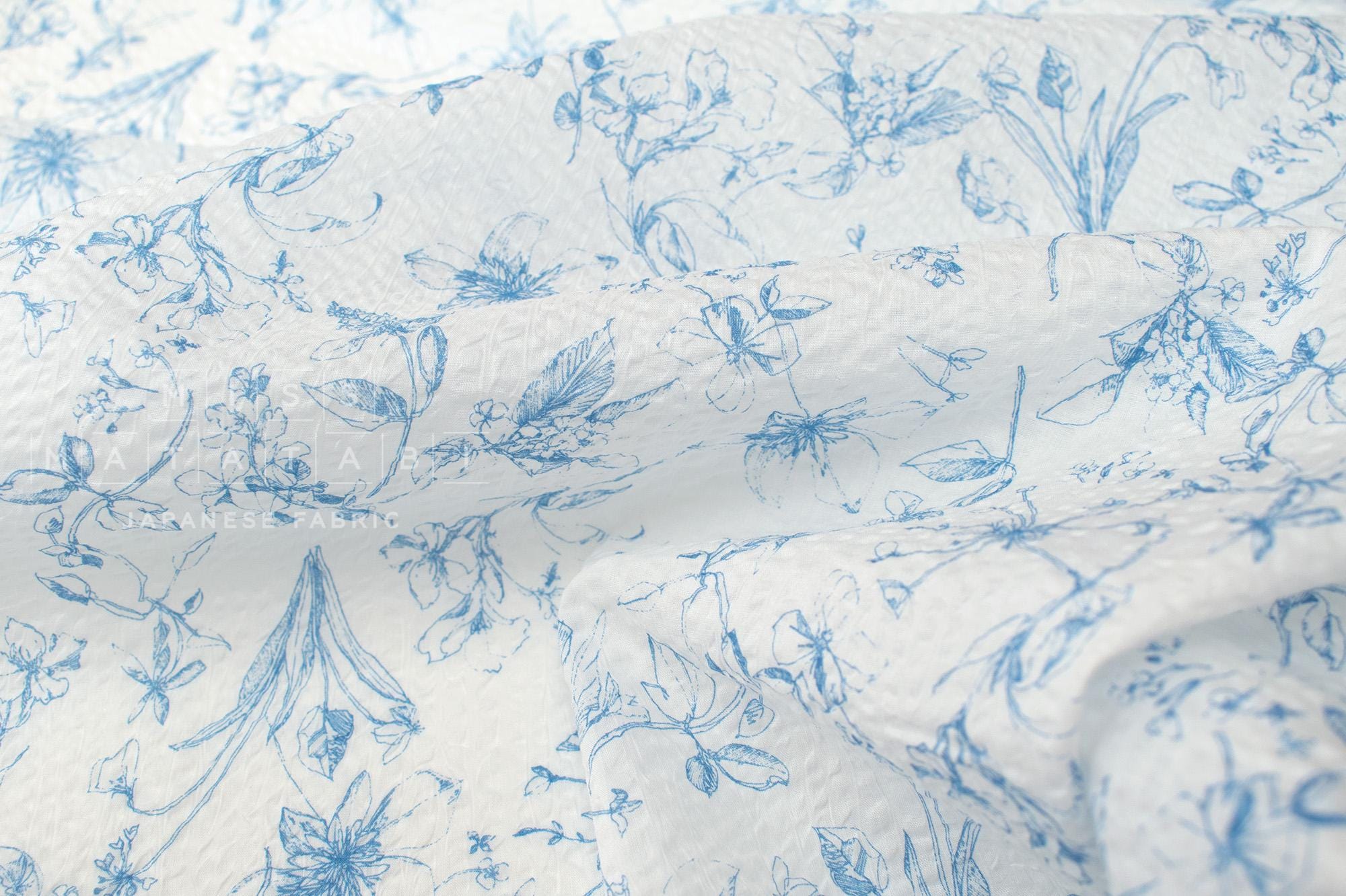 DEADSTOCK Japanese Fabric Cotton Ripple Mae - blue - 50cm