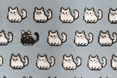 Japanese Fabric Pixel Cats - grey - 50cm