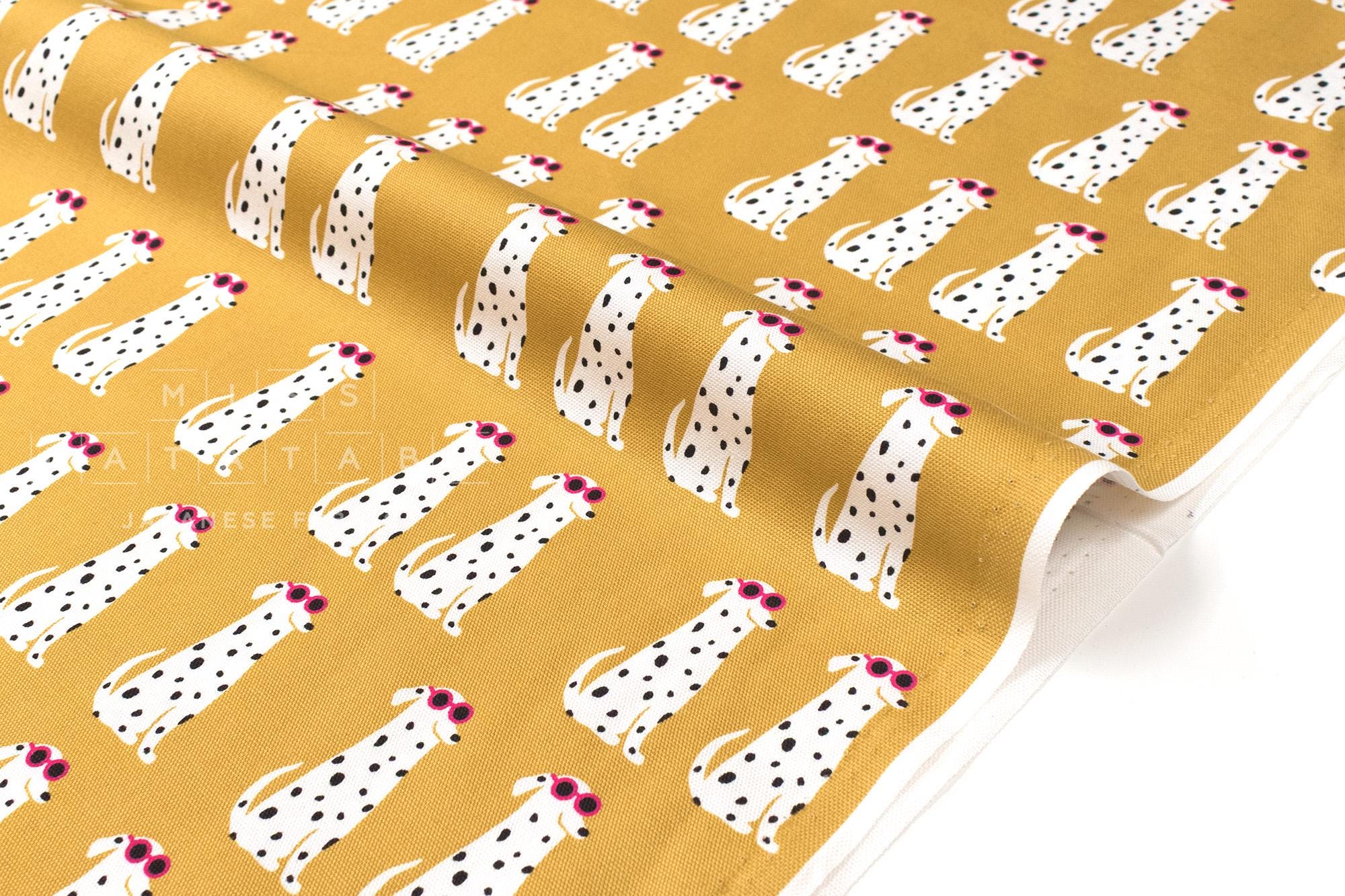 Japanese Fabric Dalmations - mustard - 50cm