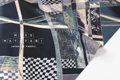 Japanese Fabric Chiyogami - blue, metallic silver - 50cm