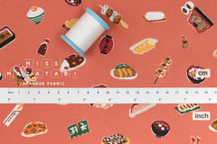 Japanese Fabric Washoku Food - B coral orange - 50cm