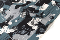 Japanese Fabric Cat Collage Linen Blend - A - 50cm