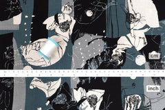 Japanese Fabric Cat Collage Linen Blend - A - 50cm