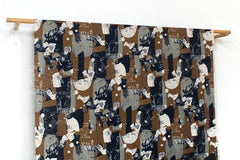 Japanese Fabric Cat Collage Linen Blend - B - 50cm