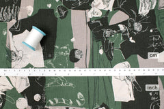 Japanese Fabric Cat Collage Linen Blend - C - 50cm