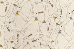 Japanese Fabric Penguins Linen Blend - B - 50cm