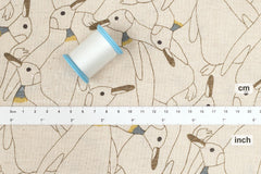 Japanese Fabric Penguins Linen Blend - B - 50cm