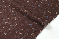 Japanese Fabric Penguins Linen Blend - C - 50cm