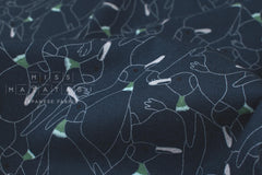 Japanese Fabric Penguins Linen Blend - D - 50cm