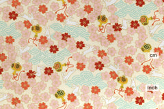Japanese Fabric Sakura Bunny - A metallic gold - 50cm