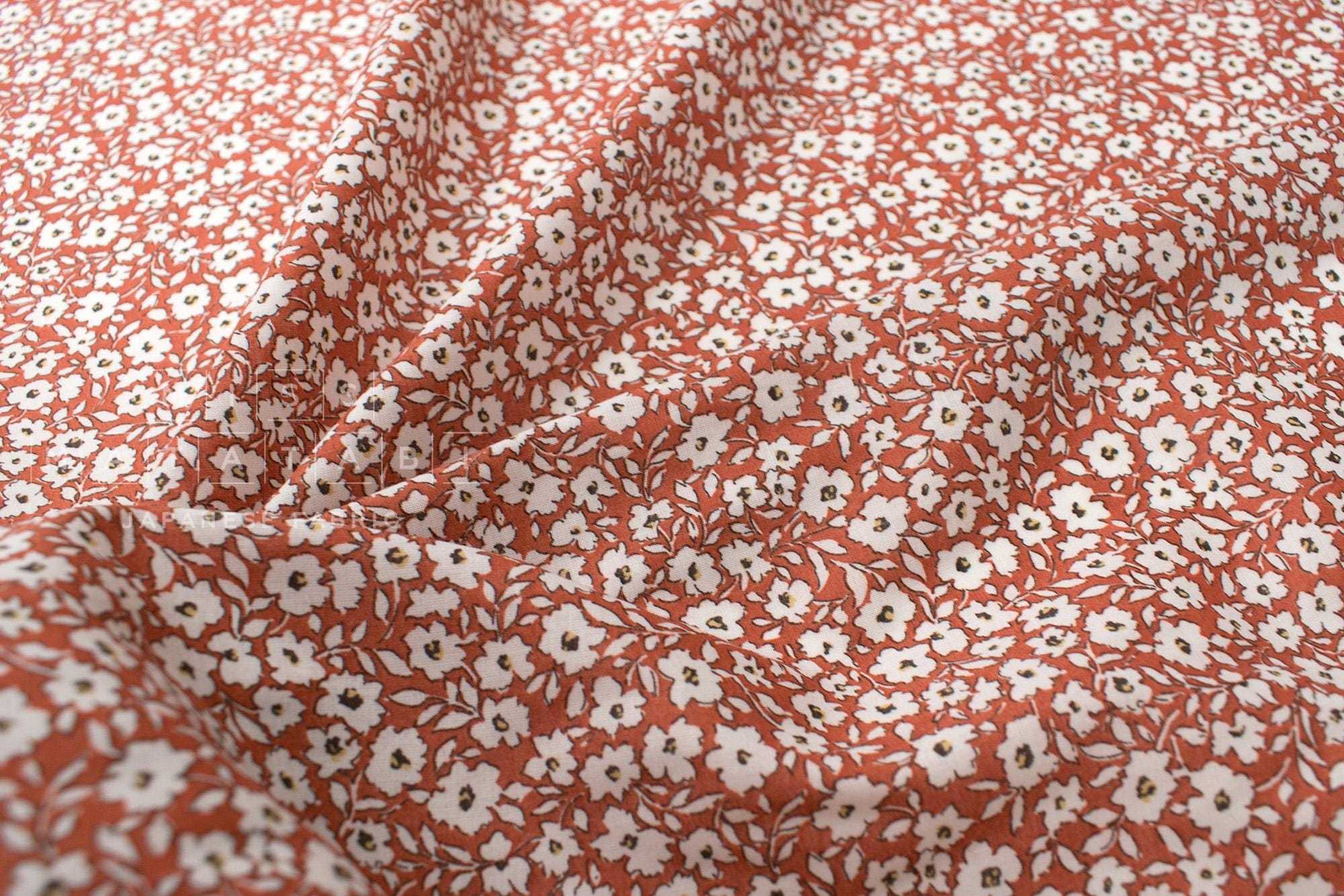 DEADSTOCK Japanese Fabric Autumn Floral - clay orange - 50cm