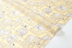 DEADSTOCK Japanese Fabric Sad Cats in the Window - yellow - 50cm