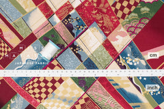 Japanese Fabric Chiyogami - red, metallic gold - 50cm