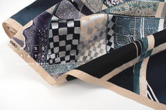 Japanese Fabric Chiyogami - blue, metallic silver - 50cm