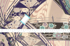 Japanese Fabric High Tea - purple, taupe - 50cm