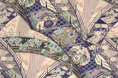 Japanese Fabric High Tea - purple, taupe - 50cm