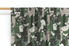 Japanese Fabric Cat Collage Linen Blend - C - 50cm