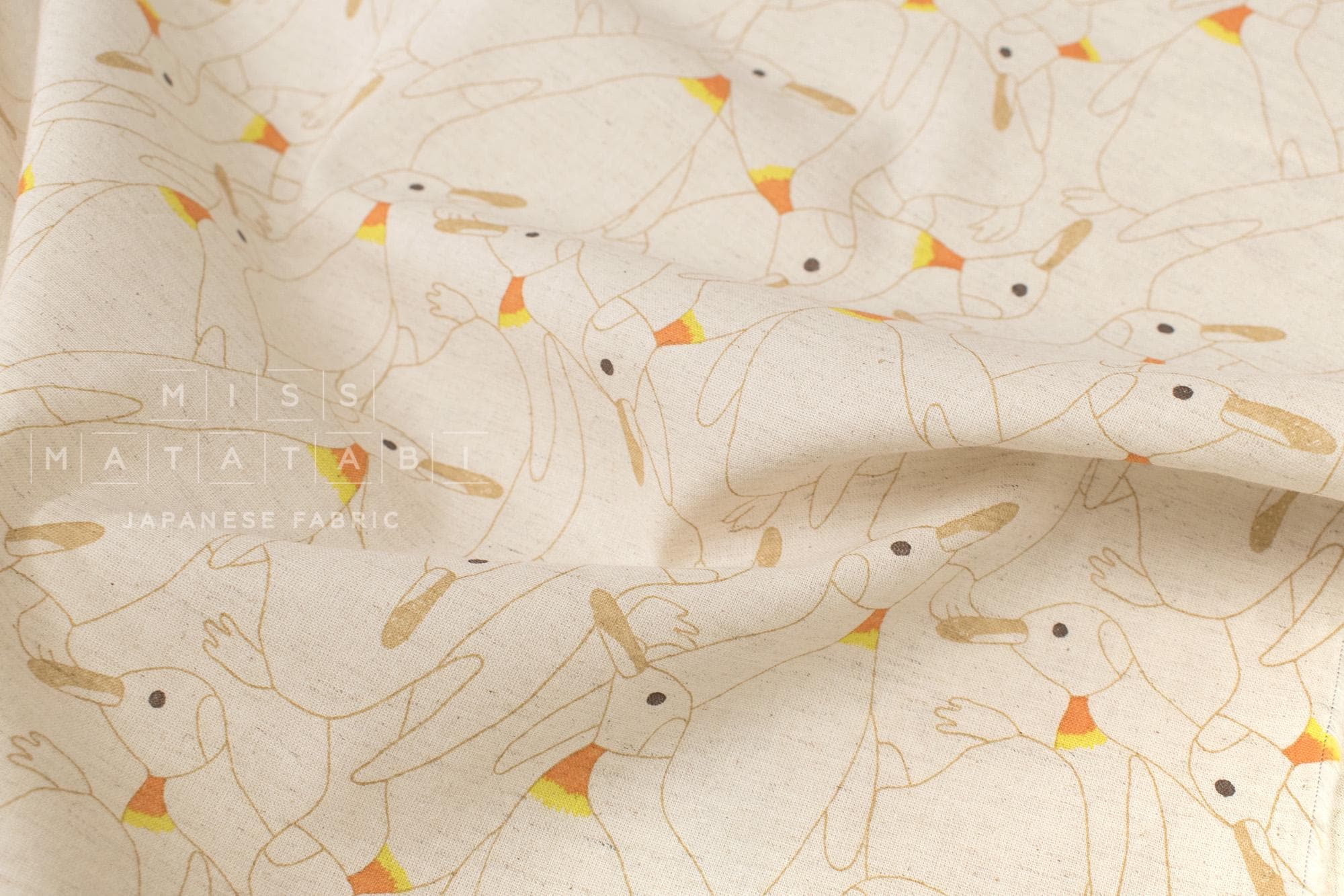 Japanese Fabric Penguins Linen Blend - A - 50cm