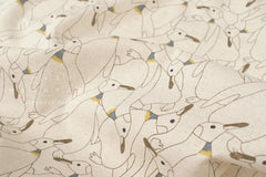 Japanese Fabric Penguins Linen Blend - B - 50cm