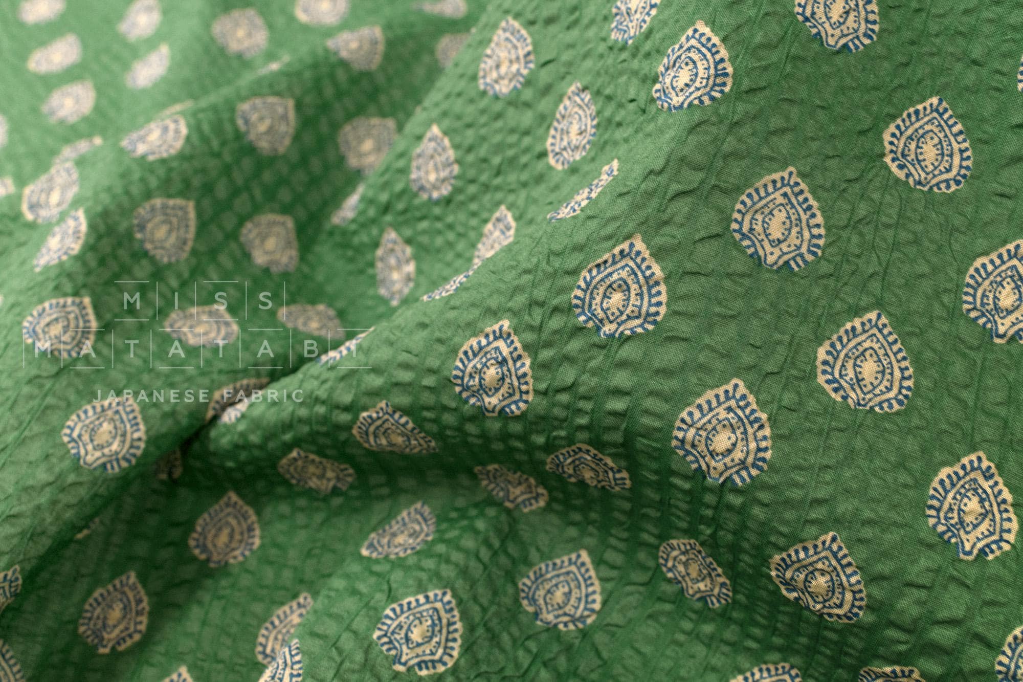 Japanese Fabric Cotton Ripple Charles - D green - 50cm