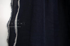 DEADSTOCK Japanese Fabric Washed Herringbone Linen Voile - navy - 50cm