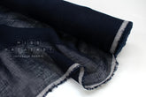 DEADSTOCK Japanese Fabric Washed Herringbone Linen Voile - navy - 50cm