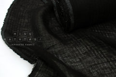 DEADSTOCK Japanese Fabric Washed Herringbone Linen Voile - black - 50cm