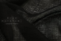 DEADSTOCK Japanese Fabric Washed Herringbone Linen Voile - black - 50cm
