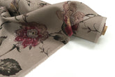 DEADSTOCK Japanese Fabric 100% Linen Sweeping Floral - Taupe - 50cm