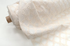Japanese Fabric Embroidered Cotton Lawn - cream - 50cm