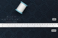 Japanese Fabric Embroidered Cotton Lawn - navy blue - 50cm