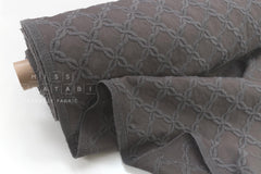 Japanese Fabric Embroidered Cotton Lawn - taupe grey - 50cm