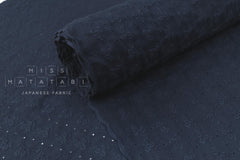 DEADSTOCK Japanese Fabric Embroidered Cotton Double Gauze III - navy blue - 50cm