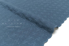 DEADSTOCK Japanese Fabric Embroidered Cotton Double Gauze III - teal - 50cm