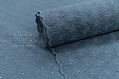 DEADSTOCK Japanese Fabric Embroidered Cotton Double Gauze III - teal - 50cm