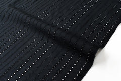 Japanese Fabric Embroidered Eyelet Cotton Lawn - black - 50cm