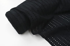 Japanese Fabric Embroidered Eyelet Cotton Lawn - black - 50cm