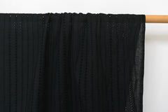 Japanese Fabric Embroidered Eyelet Cotton Lawn - black - 50cm