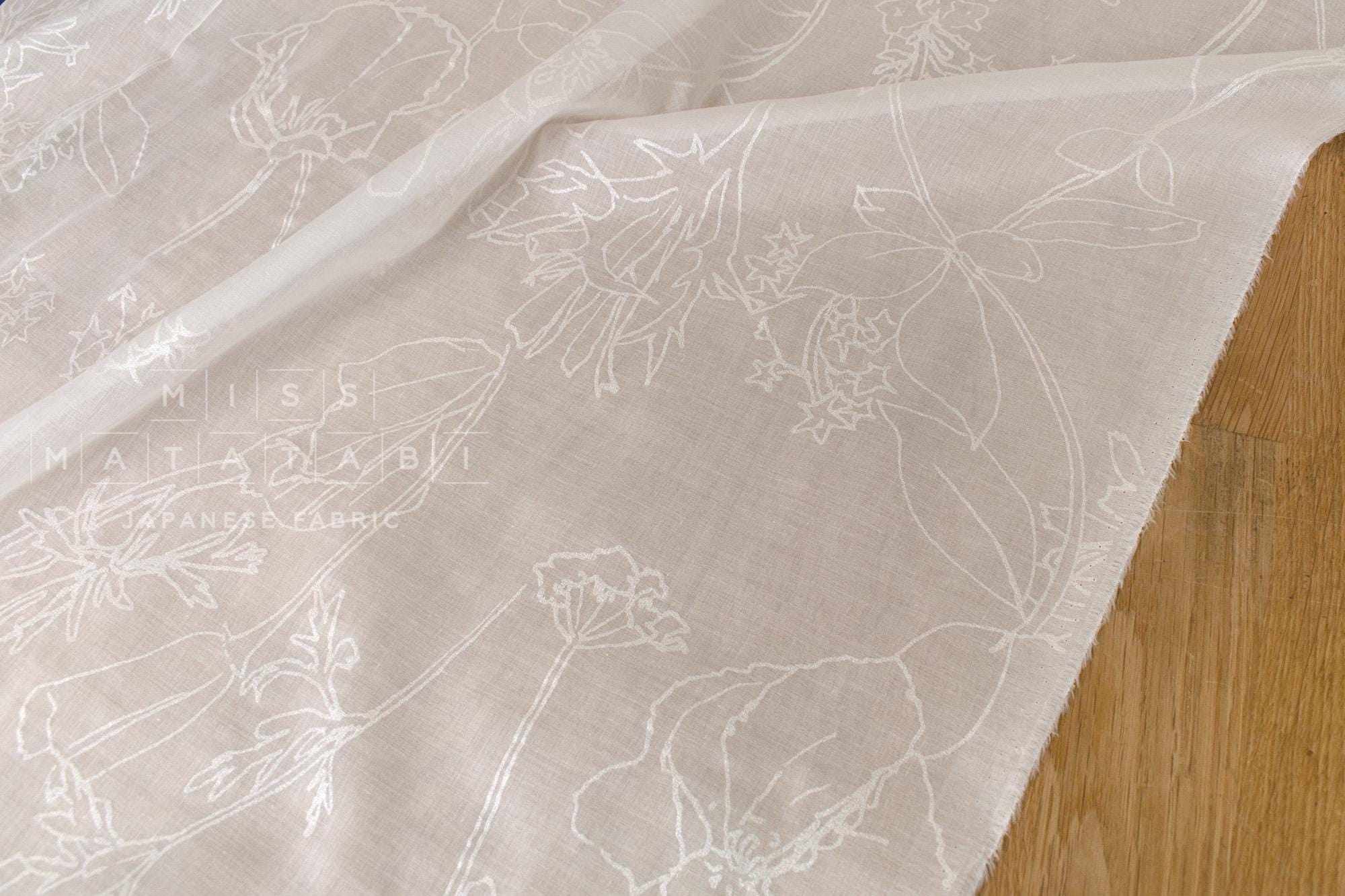 Japanese Fabric Metallic Voile - off white - 50cm