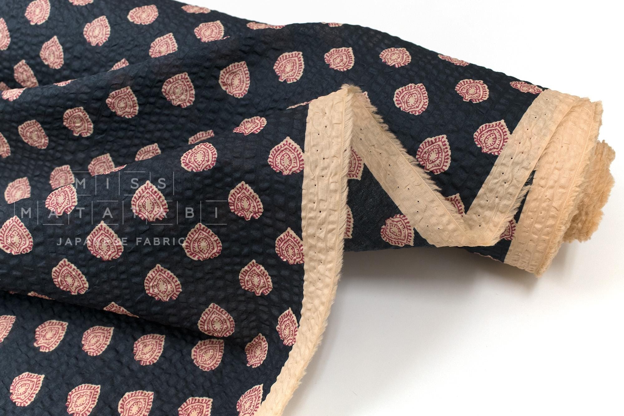 Japanese Fabric Cotton Ripple Charles - E dark charcoal - 50cm