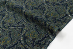 Japanese Fabric Corduroy Paisley - D navy - 50cm