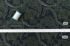 Japanese Fabric Corduroy Paisley - D navy - 50cm