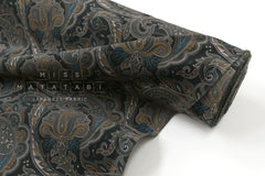 Japanese Fabric Corduroy Paisley - E black - 50cm