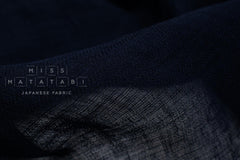 DEADSTOCK Japanese Fabric Washed Herringbone Linen Voile - navy - 50cm