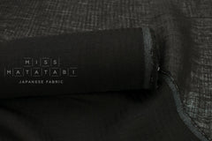 DEADSTOCK Japanese Fabric Washed Herringbone Linen Voile - black - 50cm