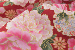DEADSTOCK Japanese Fabric Peony Flowers - red - 50cm